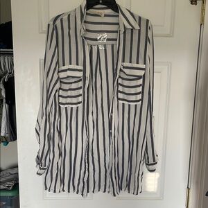 Sweet Wanderer Black and White Striped Button Down Shirt